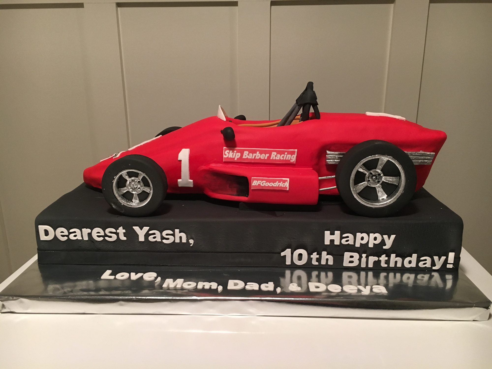 Sculpted race car birthday cake